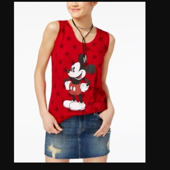 Disney Womens Mickey Mouse Stand Graphic Tank Top NWT - Picture 1 of 5